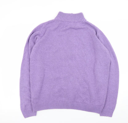 Isle Womens Purple Full Zip Cable Knit Jumper L 18-20