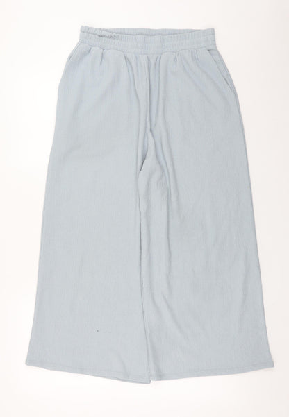 Womens UK Size M MNG Relaxed Fit Wide-Leg Blue Trousers
