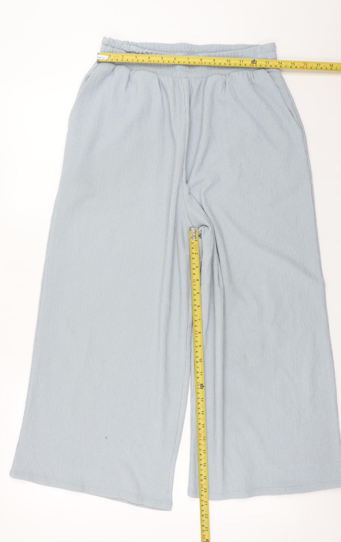 Womens UK Size M MNG Relaxed Fit Wide-Leg Blue Trousers