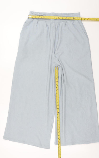 Womens UK Size M MNG Relaxed Fit Wide-Leg Blue Trousers