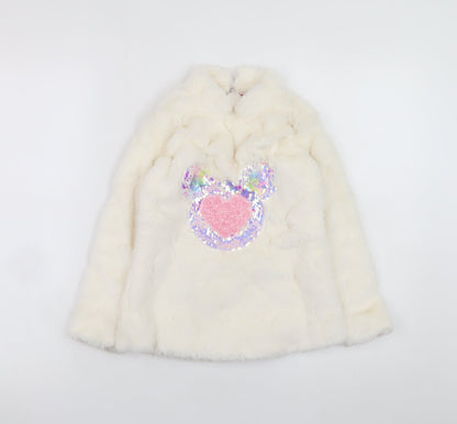 Victoria Originals Girls Ivory Faux Fur Sequin Pullover Sweatshirt 2 Years