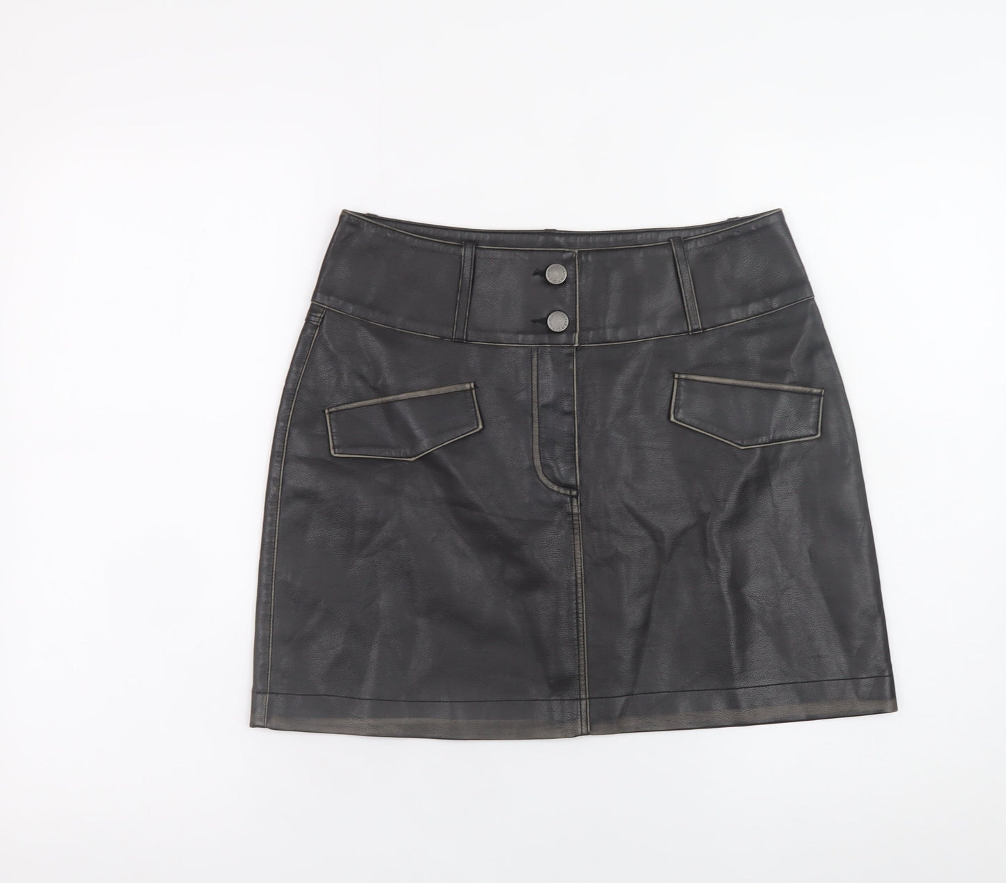 Womens UK Size 8 b.young Straight & Pencil Faux Leather Skirt