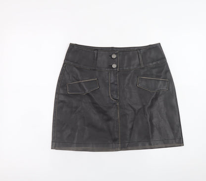 Womens UK Size 8 b.young Straight & Pencil Faux Leather Skirt