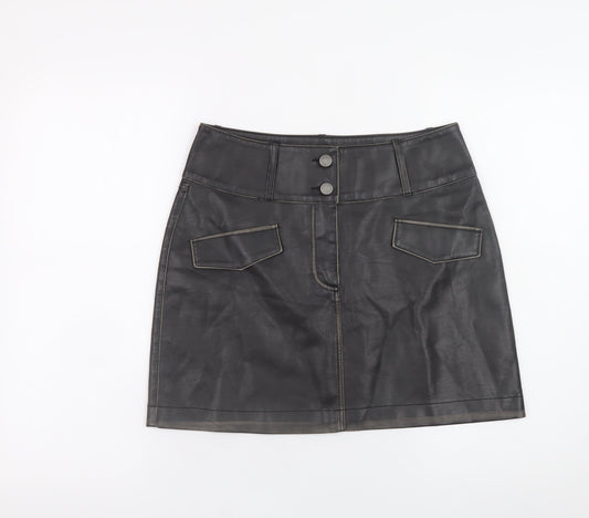Womens UK Size 8 b.young Straight & Pencil Faux Leather Skirt