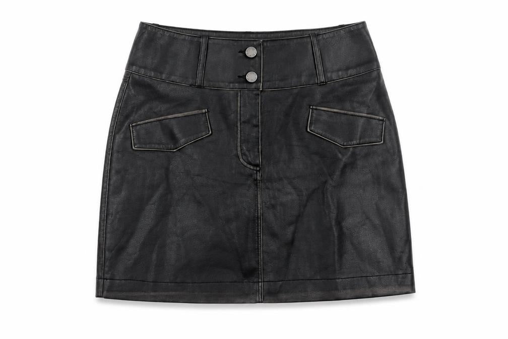Womens UK Size 8 b.young Straight & Pencil Faux Leather Skirt