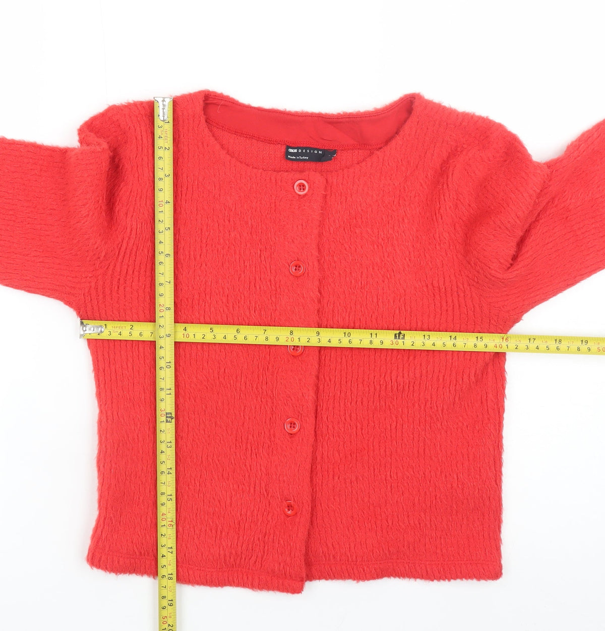 Womens UK Size S ASOS DESIGN Red Cardigan Jumper