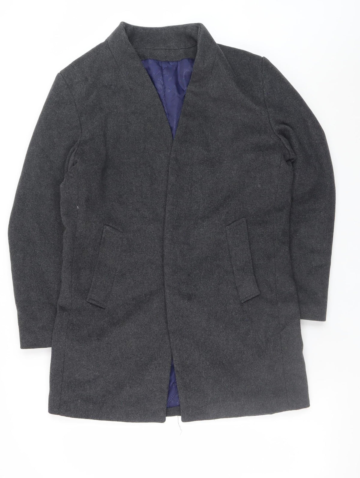JIANYI Men's Grey Wool Blend Mid-Length Overcoat M