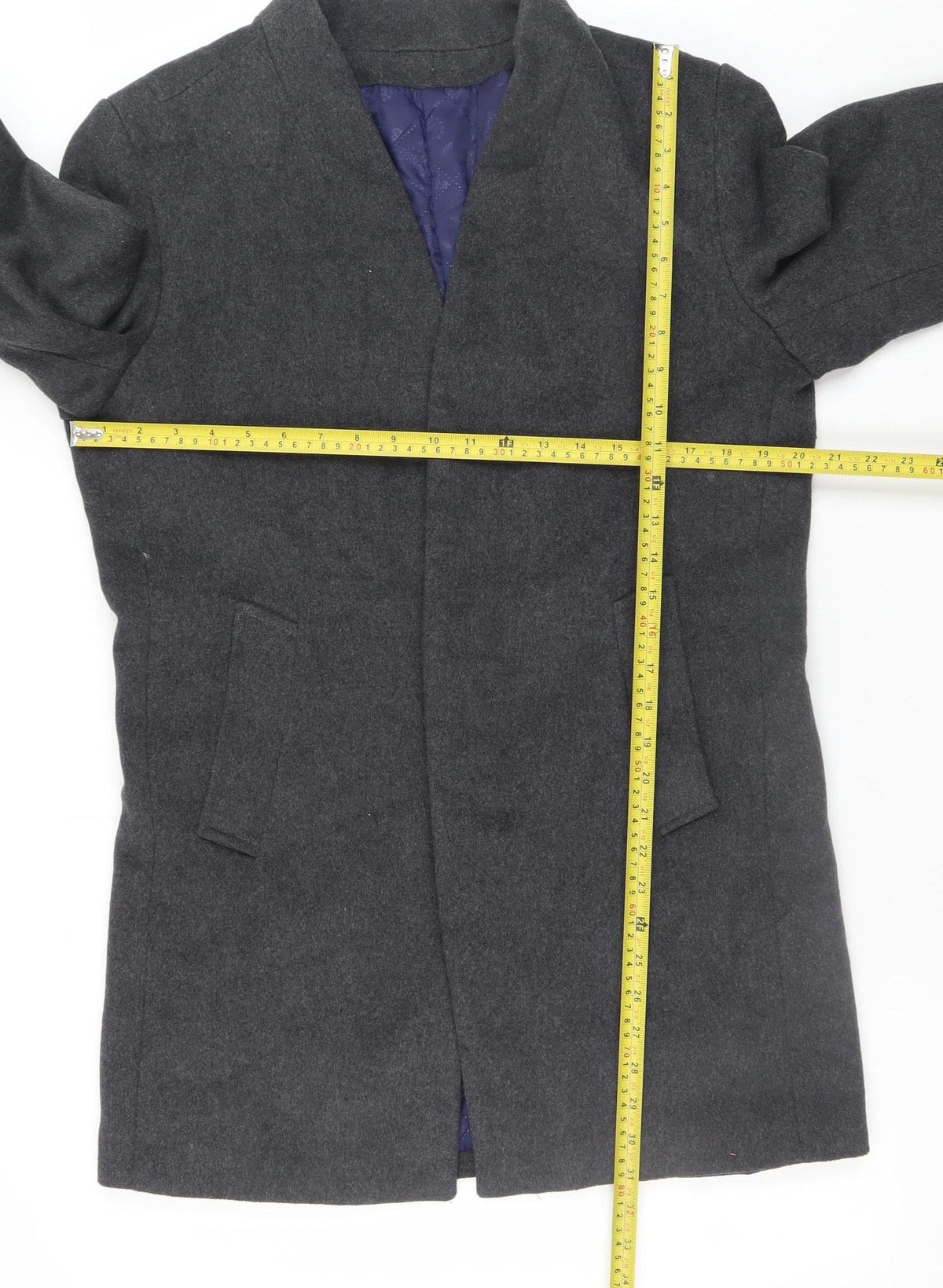 JIANYI Men's Grey Wool Blend Mid-Length Overcoat M