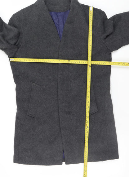 JIANYI Men's Grey Wool Blend Mid-Length Overcoat M