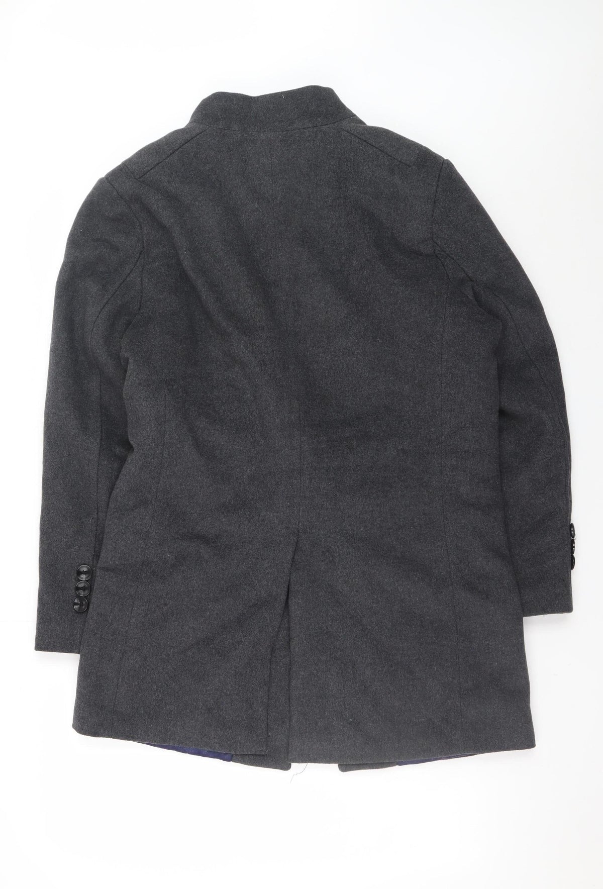 JIANYI Men's Grey Wool Blend Mid-Length Overcoat M