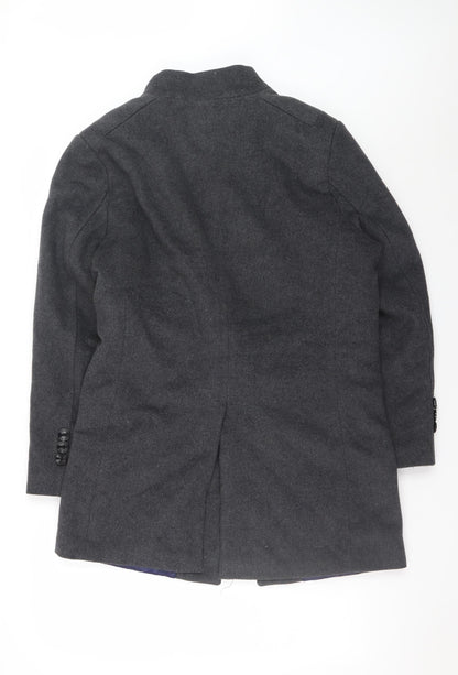 JIANYI Men's Grey Wool Blend Mid-Length Overcoat M