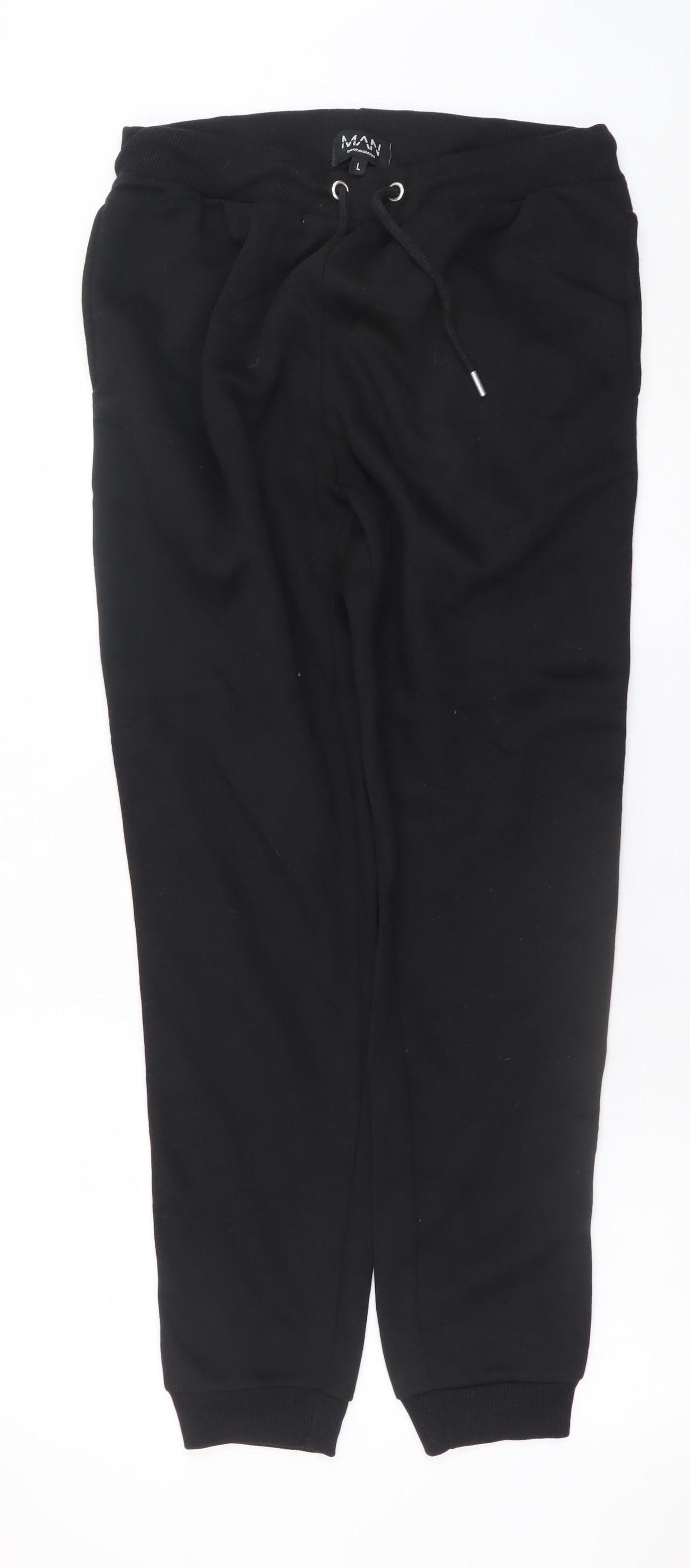 Mens UK Size L boohooMAN Regular Fit Jogger Black Trousers