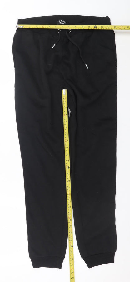 Mens UK Size L boohooMAN Regular Fit Jogger Black Trousers