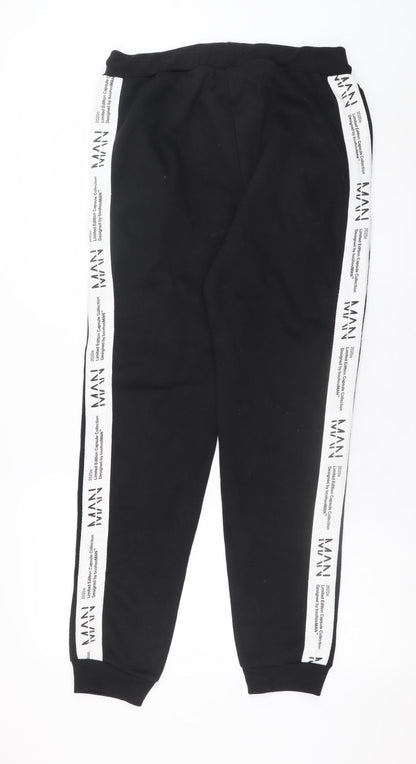 Mens UK Size L boohooMAN Regular Fit Jogger Black Trousers