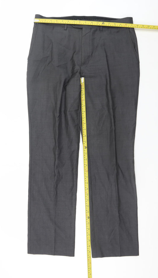 Mens UK Size 34 in NEXT Classic Fit Dress Pants Grey Trousers