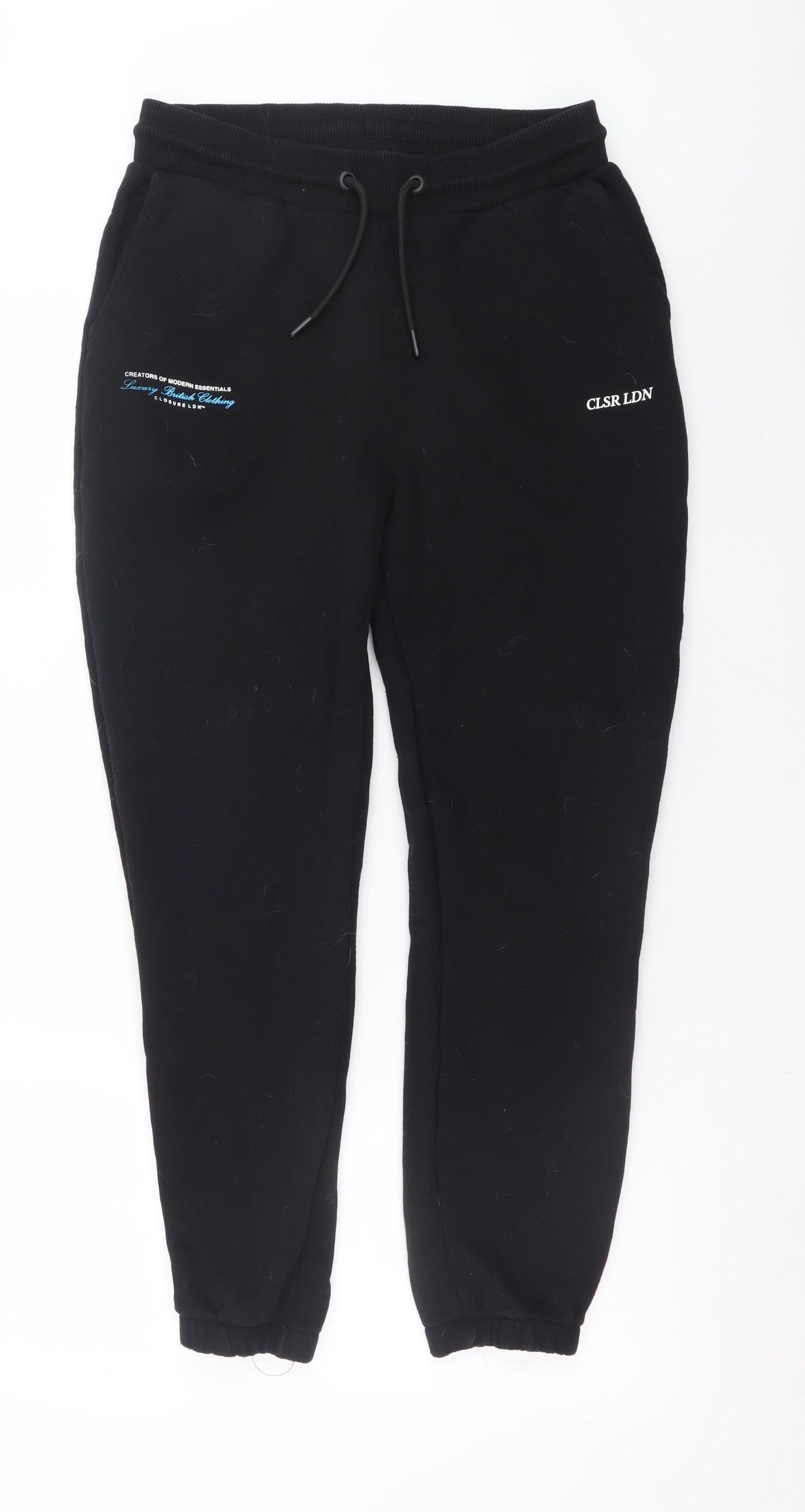Mens UK Size S Closure LDN Regular Fit Jogger Black Trousers