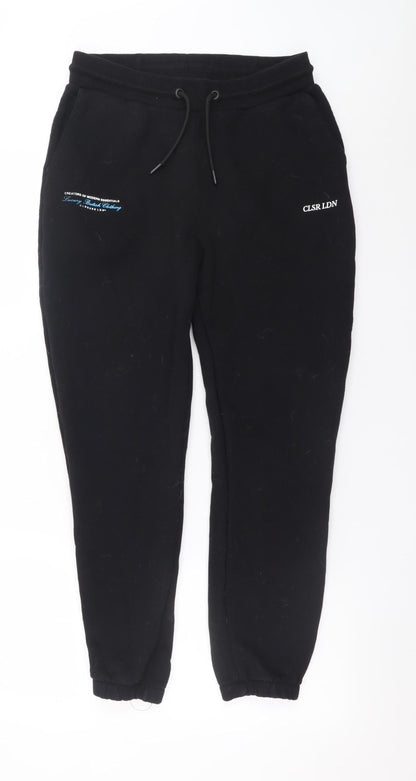 Mens UK Size S Closure LDN Regular Fit Jogger Black Trousers