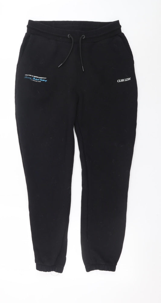 Mens UK Size S Closure LDN Regular Fit Jogger Black Trousers