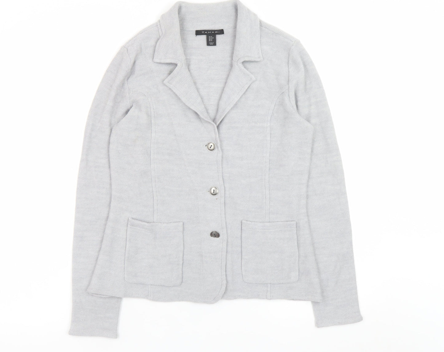 Womens UK Size M Tahari Grey Cardigan Jumper
