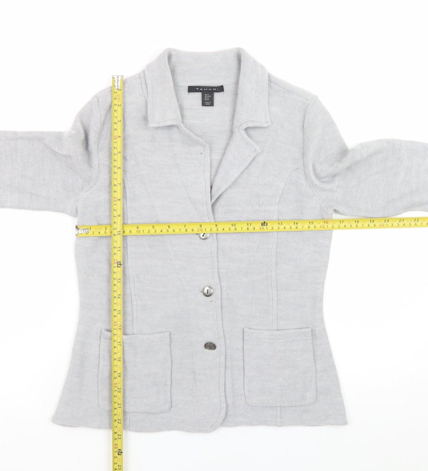 Womens UK Size M Tahari Grey Cardigan Jumper