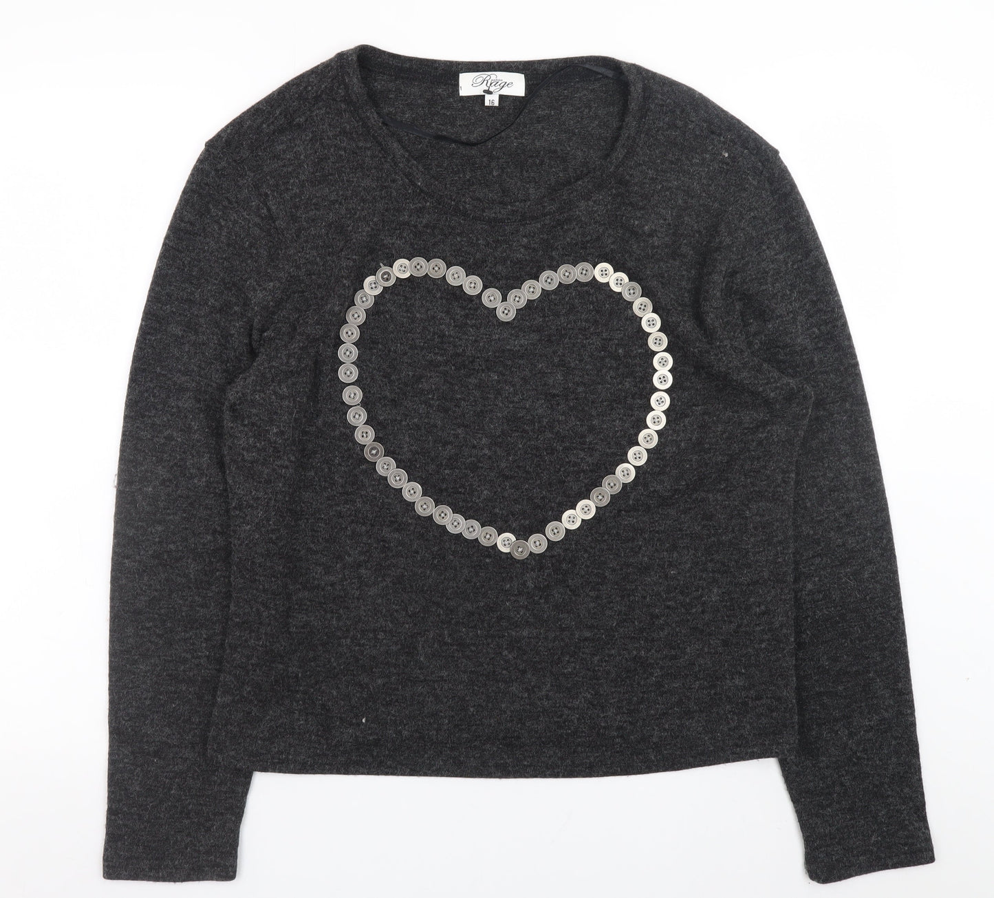 Womens UK Size 16 Madam Rage Grey Pullover Jumper