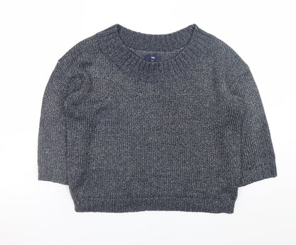 Gap Women Grey Knit Crew Neck Pullover Jumper Size M Acrylic Blend