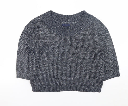 Gap Women Grey Knit Crew Neck Pullover Jumper Size M Acrylic Blend