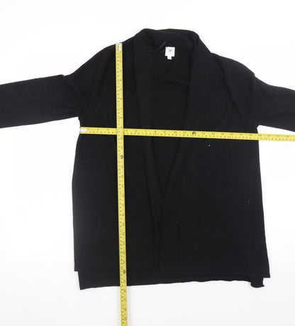 John Lewis Womens Black Size 10 Open Knit Long Sleeve Cardigan