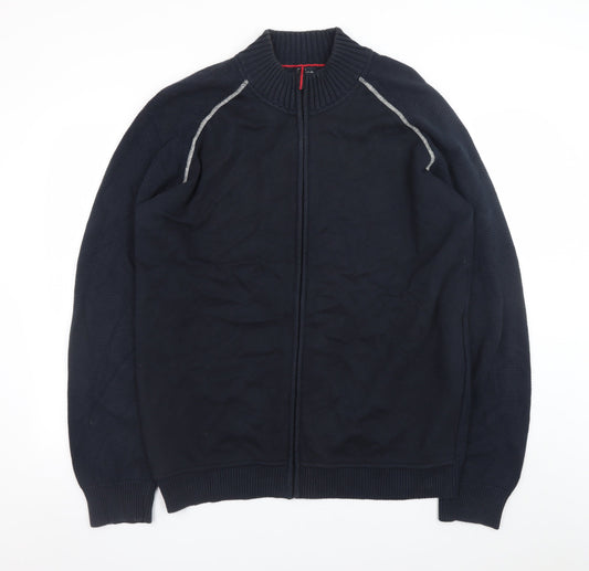 Guise Men's Blue Cotton Full Zip Jumper XL High Neck Knit