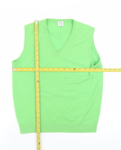 TSE Men’s Green Cashmere Sleeveless V-Neck Vest Jumper S