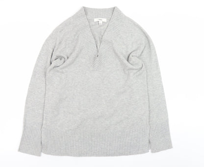 Marks and Spencer Womens Grey V-Neck Knit Jumper Small