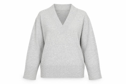Marks and Spencer Womens Grey V-Neck Knit Jumper Small