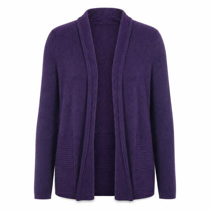 John Lewis Women's Purple Ribbed Long Sleeve Open Cardigan Size 10