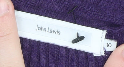 John Lewis Women's Purple Ribbed Long Sleeve Open Cardigan Size 10