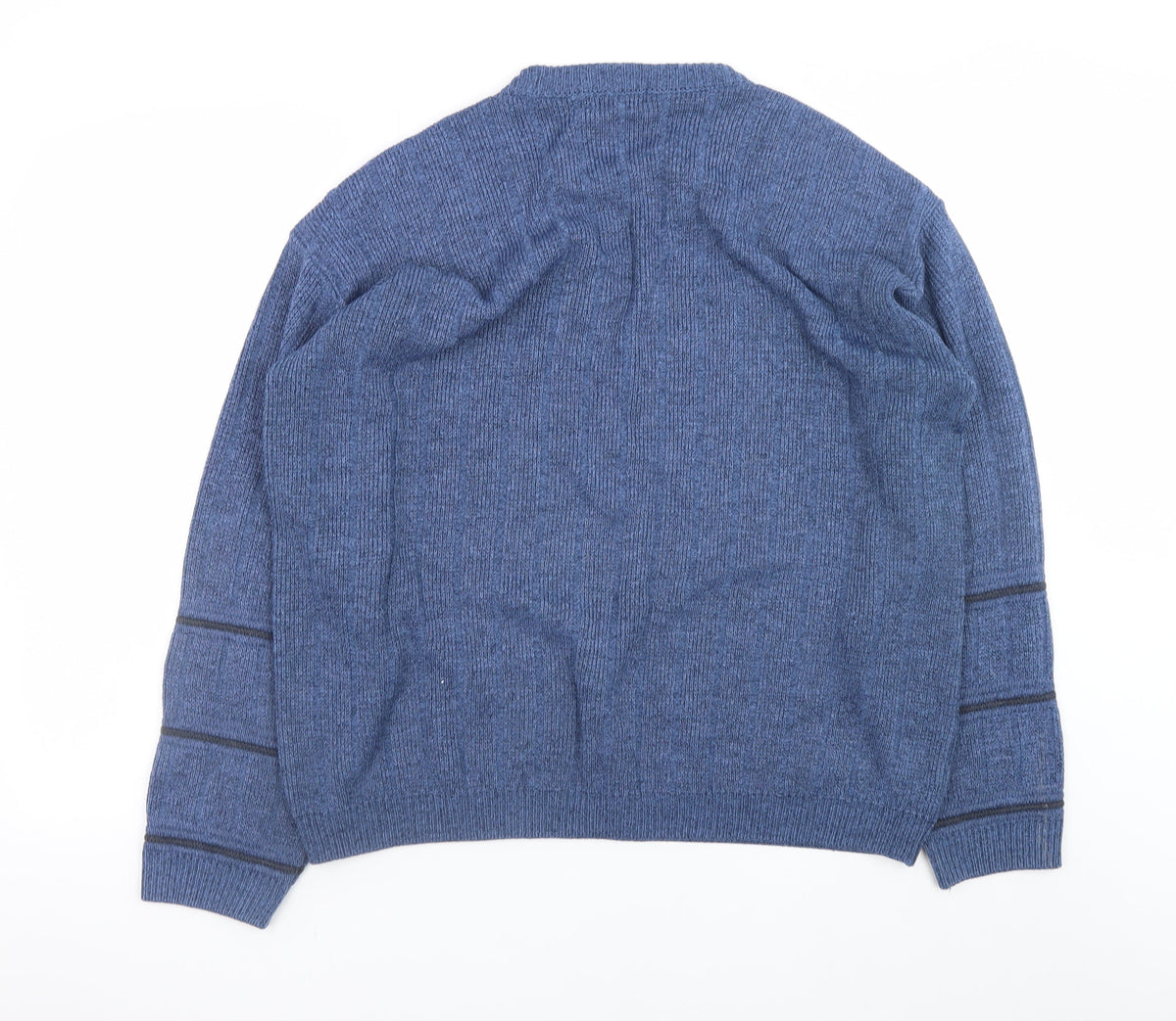 BHS Mens Blue Wool Crew Neck Pullover Jumper L Classic Knit