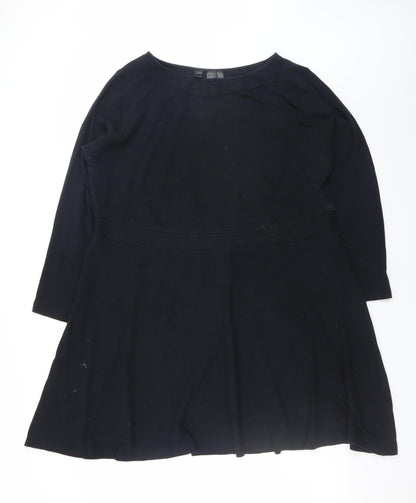 bpc Women's Black A-Line Jersey Dress Size 16 Long Sleeve