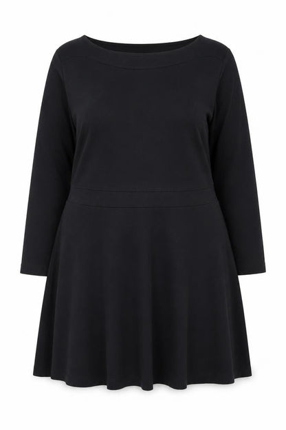 Bonprix Women's Black A-Line Jersey Dress Size 16 Long Sleeve