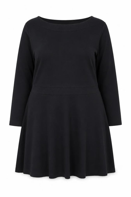 Bonprix Women's Black A-Line Jersey Dress Size 16 Long Sleeve