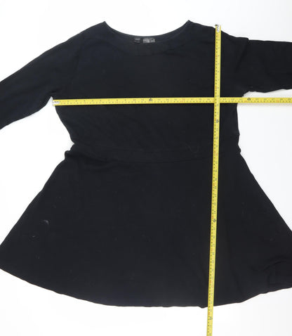 bpc Women's Black A-Line Jersey Dress Size 16 Long Sleeve