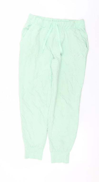 Fila Womens Green Jogger Trousers M Cotton Blend Logo Stretch