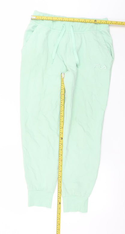 Fila Womens Green Jogger Trousers M Cotton Blend Logo Stretch