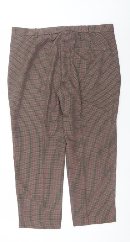 Marks and Spencer Women's Brown Check Straight Trousers Size 18