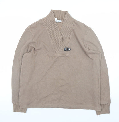 Rebecca Malone Women Beige L Knit Pullover Jumper with Buckle Detail