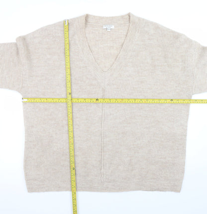 JD Williams Women's Beige V-Neck Relaxed Knit Jumper Size 20