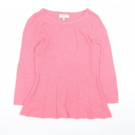 Next Women’s Pink Knit Skater Dress Size 12 Long Sleeve