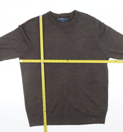 Atlantic Bay Men Brown L Supersoft Acrylic Crew Neck Jumper