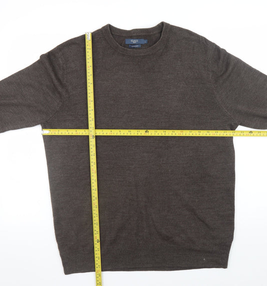 Atlantic Bay Men Brown L Supersoft Acrylic Crew Neck Jumper