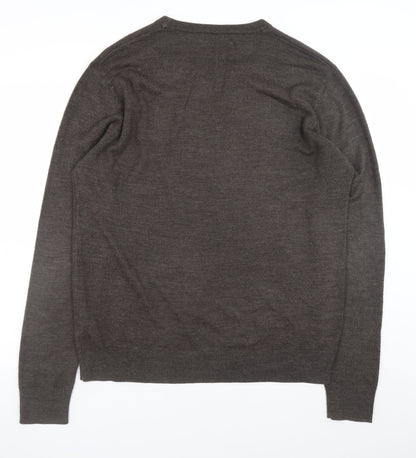 Atlantic Bay Men Brown L Supersoft Acrylic Crew Neck Jumper
