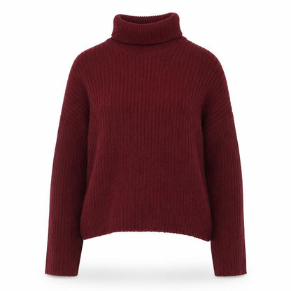 H&M Women Red Roll Neck Ribbed Knit Pullover Jumper Size L