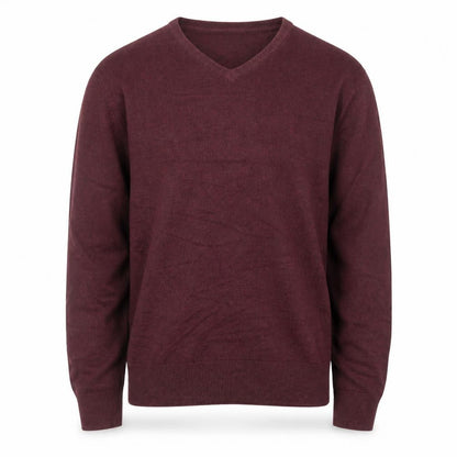 Peacocks Men's Red V-Neck Acrylic Jumper Size L